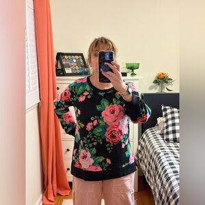 Sew In Love Black Knit with Pink Floral Accents